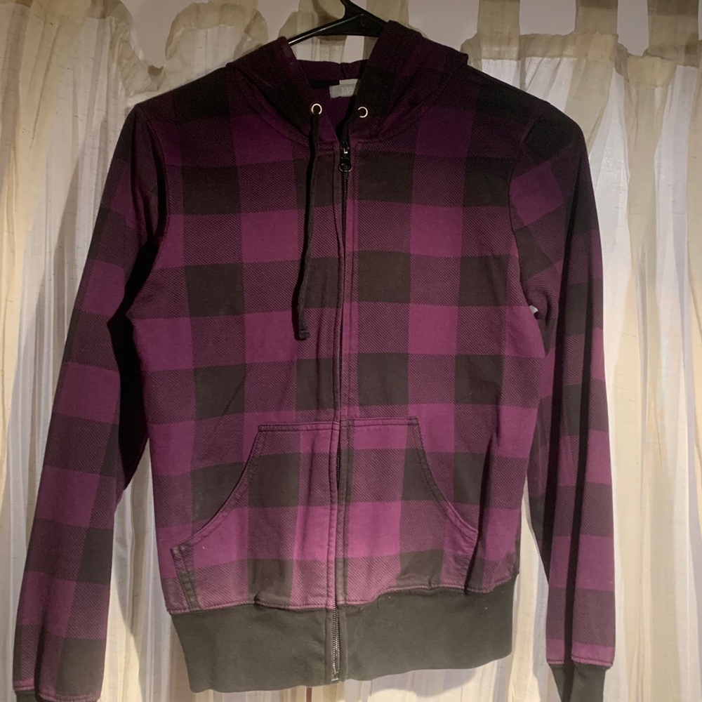 Thin purple squared zip up hoodie